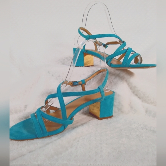 Talbots Blue Strappy Sandals with Low Block Heel - Picture 2 of 9